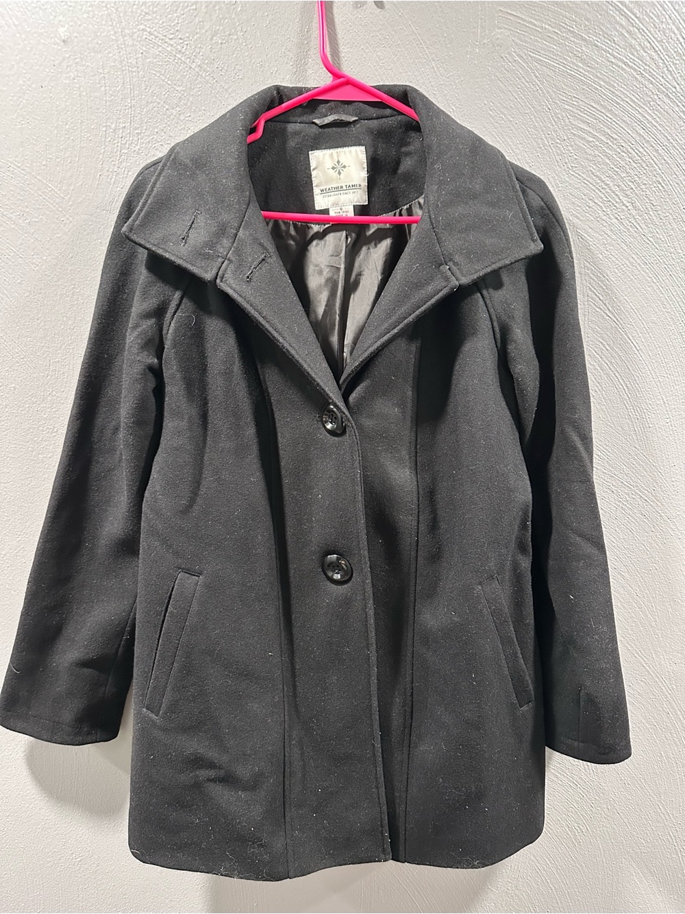 Tailored Black Wool-Blend Peacoat
